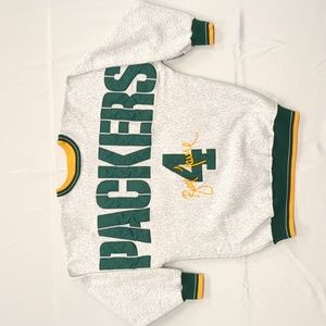 Legends Athletic Packers Spellout Brett Favre #4 Ribbed Gray Crewneck L Preowned